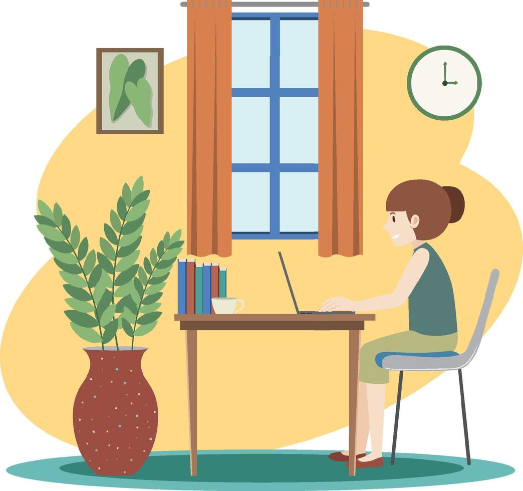 Work at home concept in flat design vector