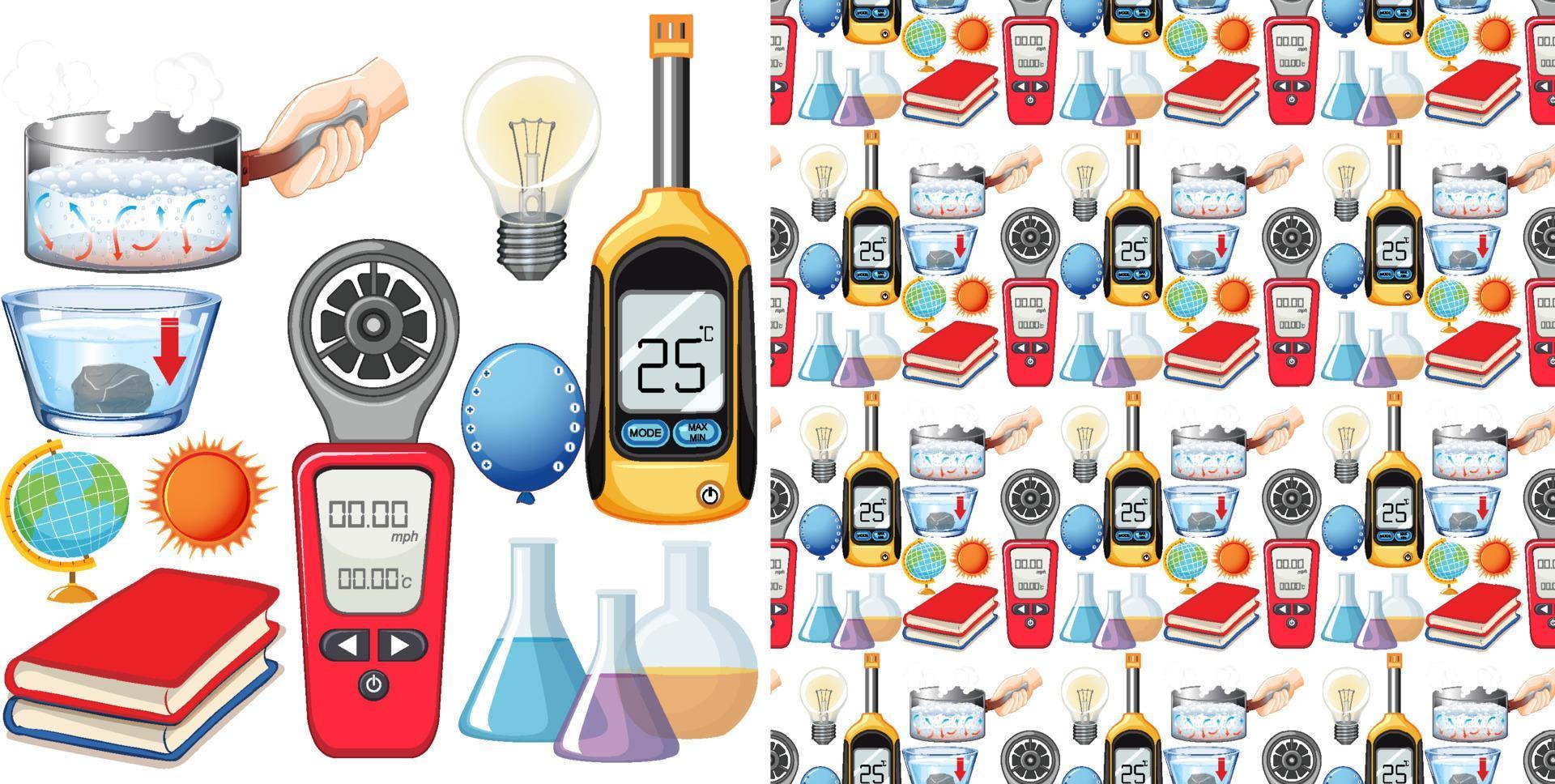 Seamless background science equipments vector