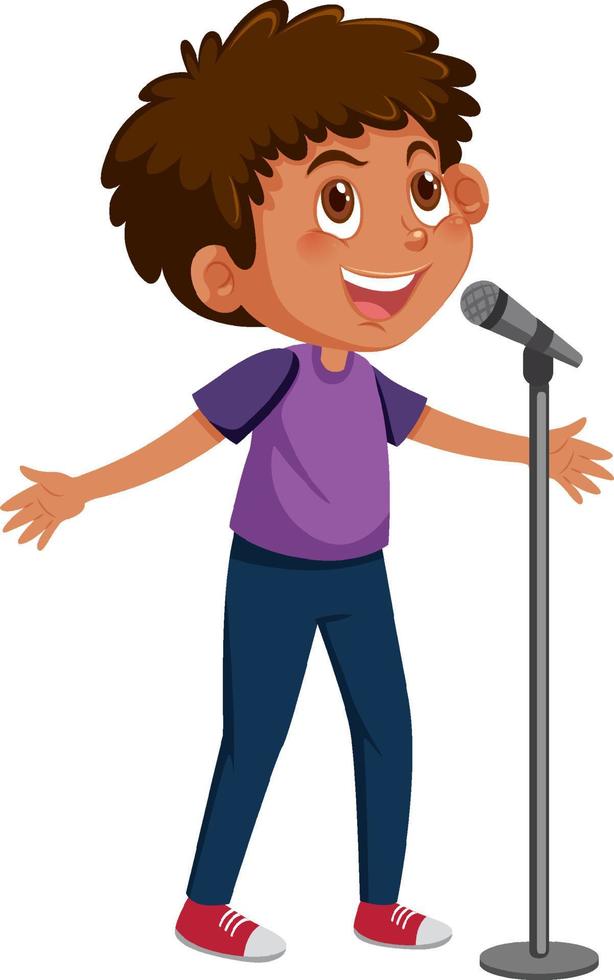 un personaje de cantante de niño sobre fondo blanco vector