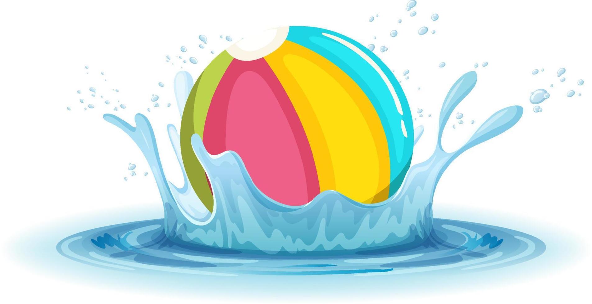 A water splash with ball on white background vector