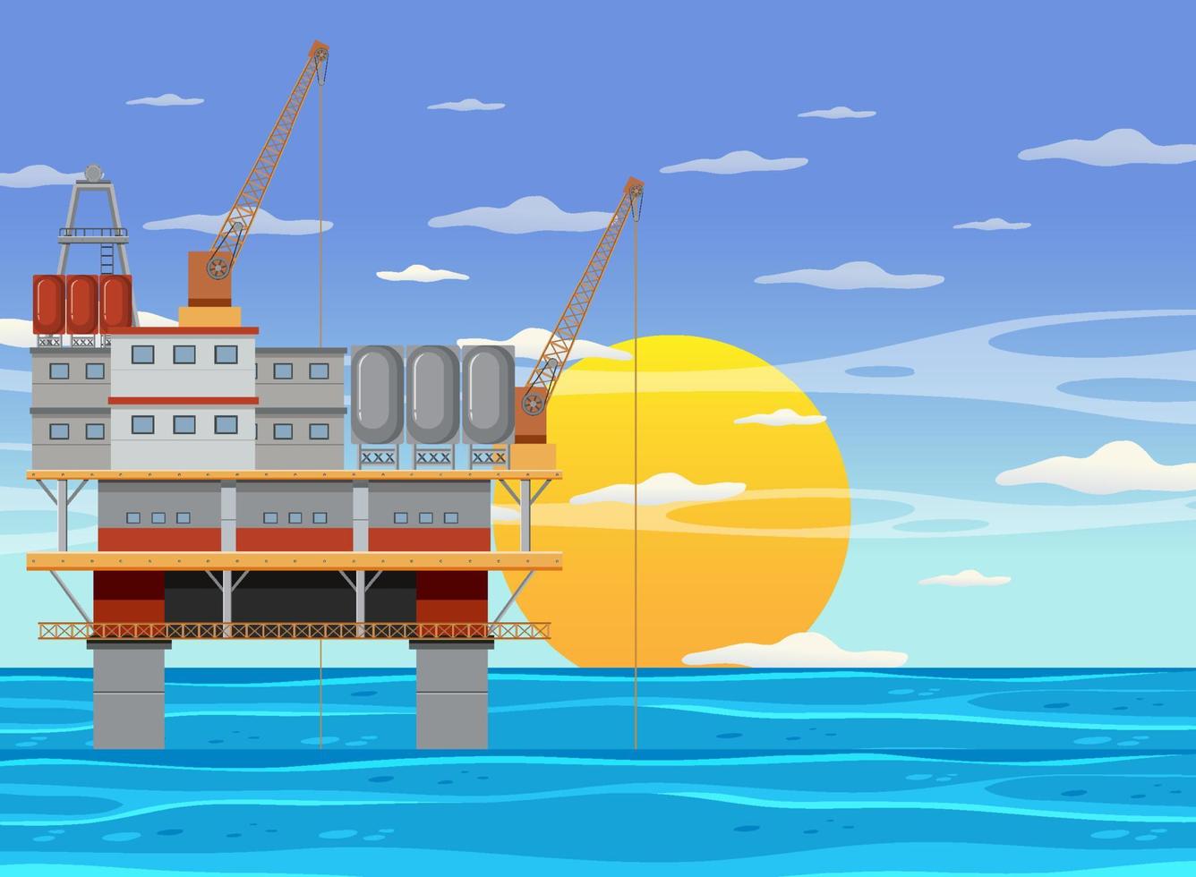 Petroleum industry concept with offshore oil platform vector