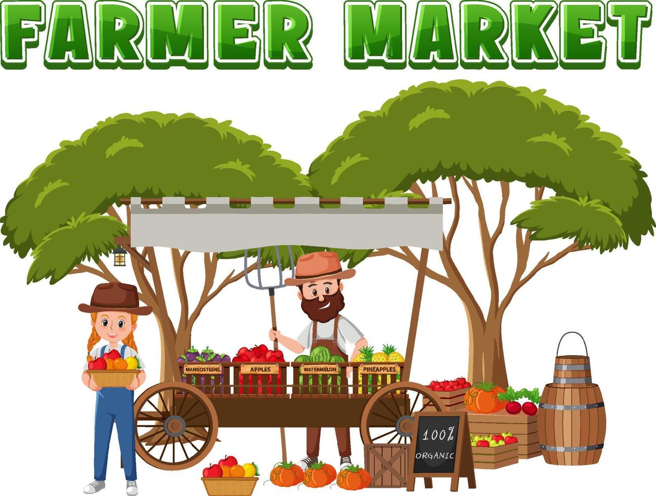 Flea market concept with fruit store vector