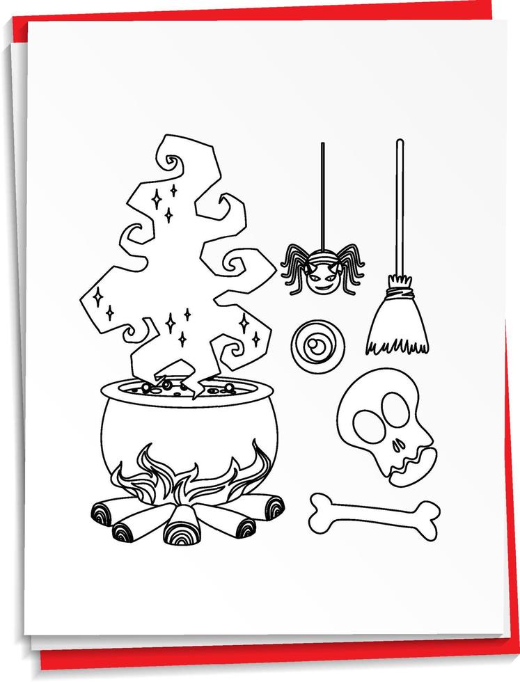 Hand drawn halloween object on paper vector