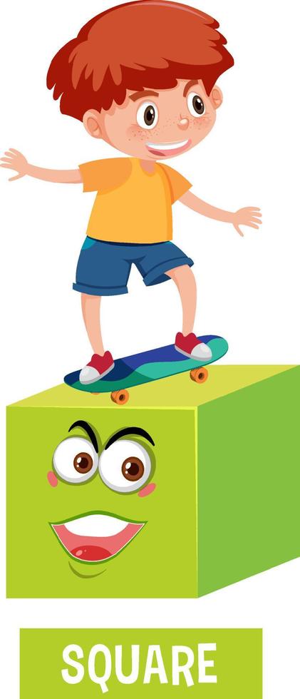 A boy standing on cube shape vector