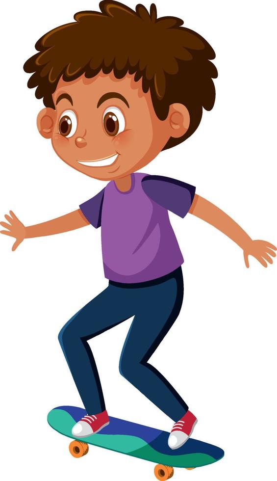 Cute boy playing skateboard vector