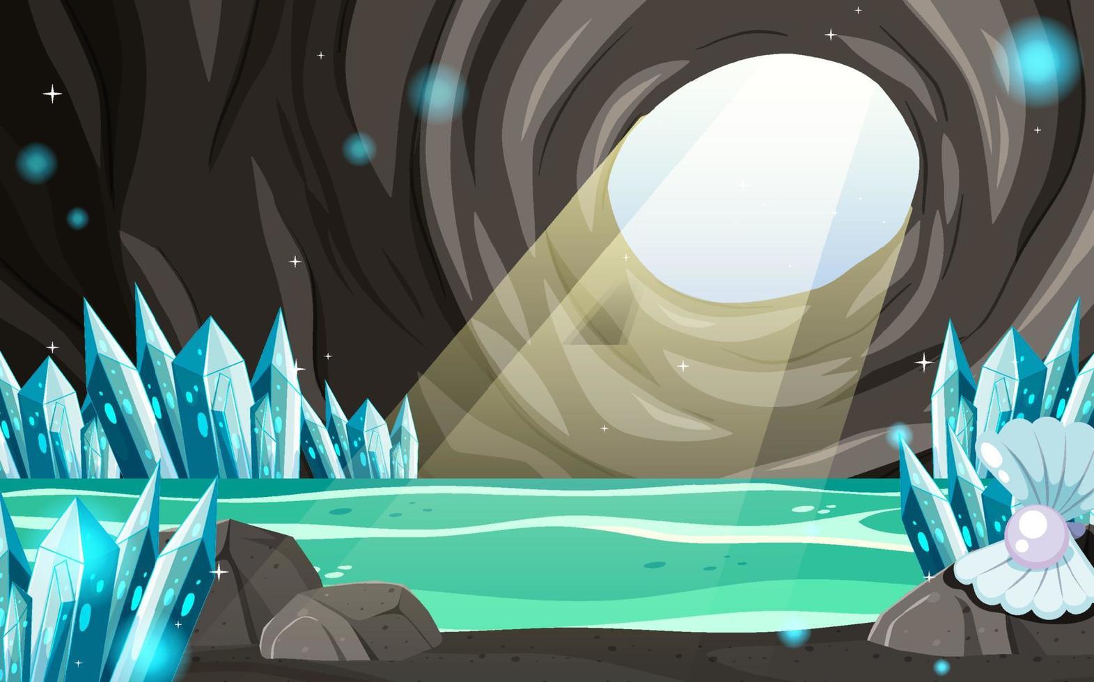 dentro del paisaje de la cueva en estilo de dibujos animados vector