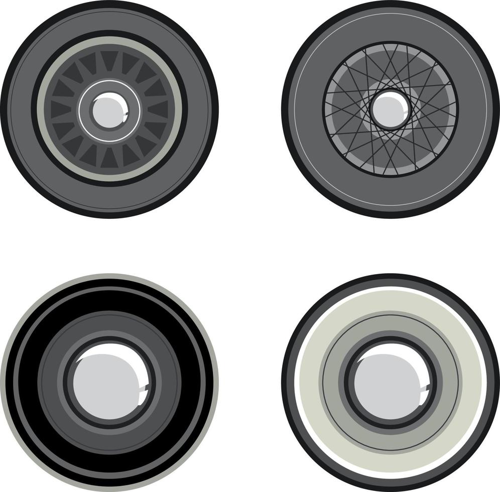 Set of different classic car wheels vector