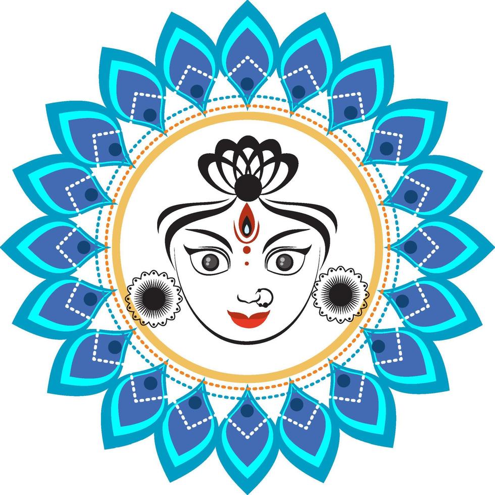 Mandala design with human face in middle vector