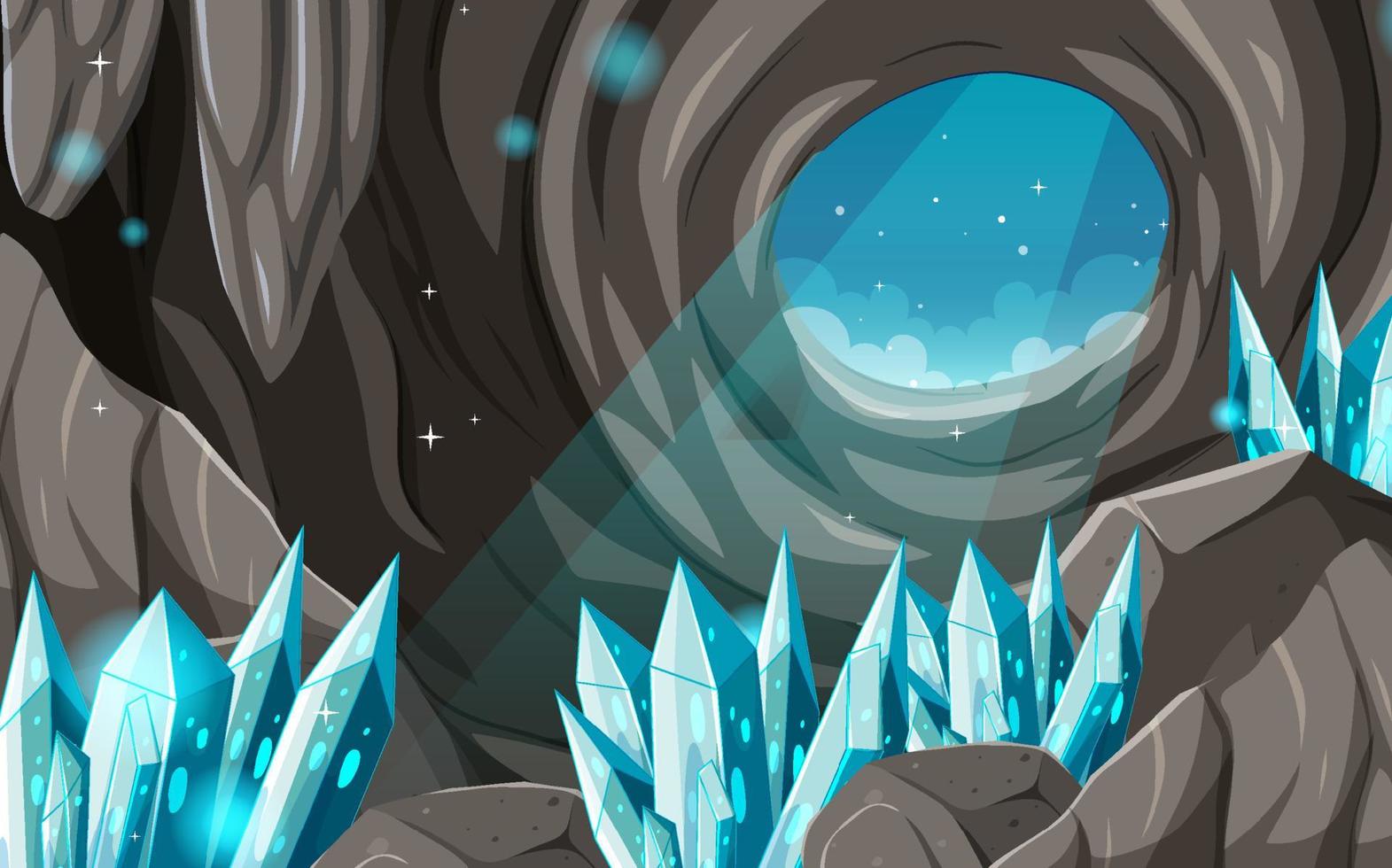 dentro del paisaje de la cueva en estilo de dibujos animados vector