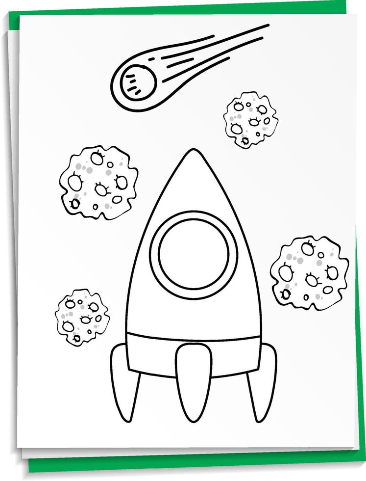 Hand drawn rocket on paper vector