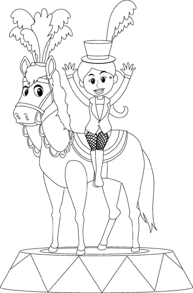 Circus black and white doodle character vector