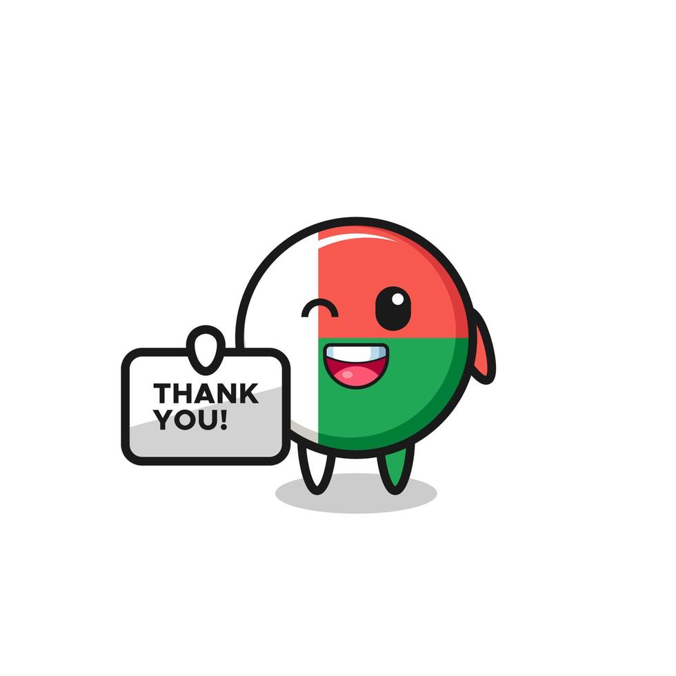 the mascot of the madagascar flag holding a banner that says thank you vector