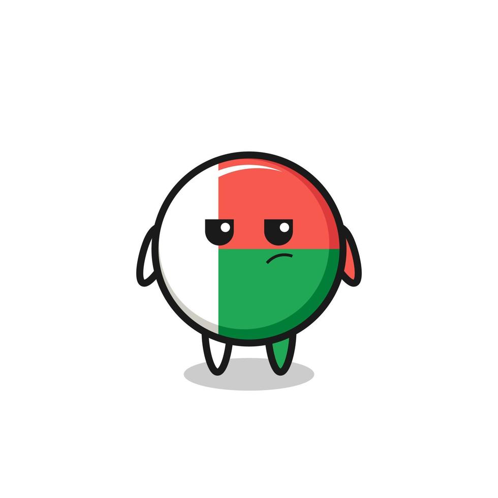 cute madagascar flag character with suspicious expression vector