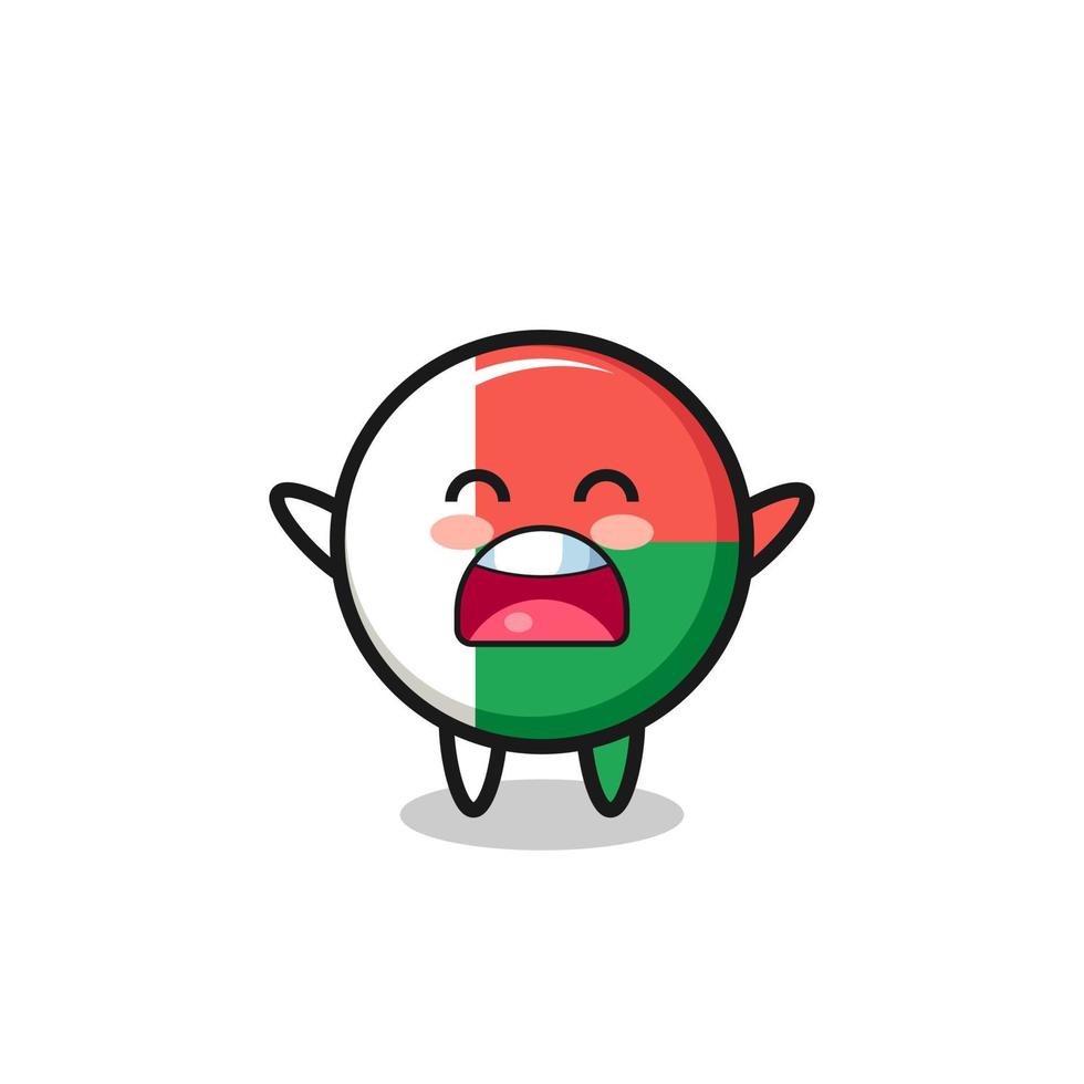 cute madagascar flag mascot with a yawn expression vector