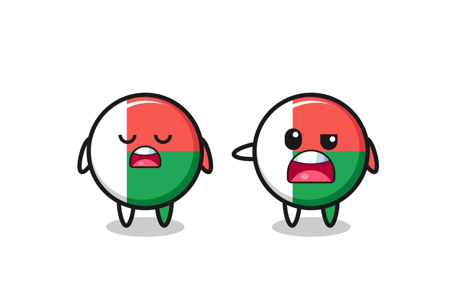 illustration of the argue between two cute madagascar flag characters vector