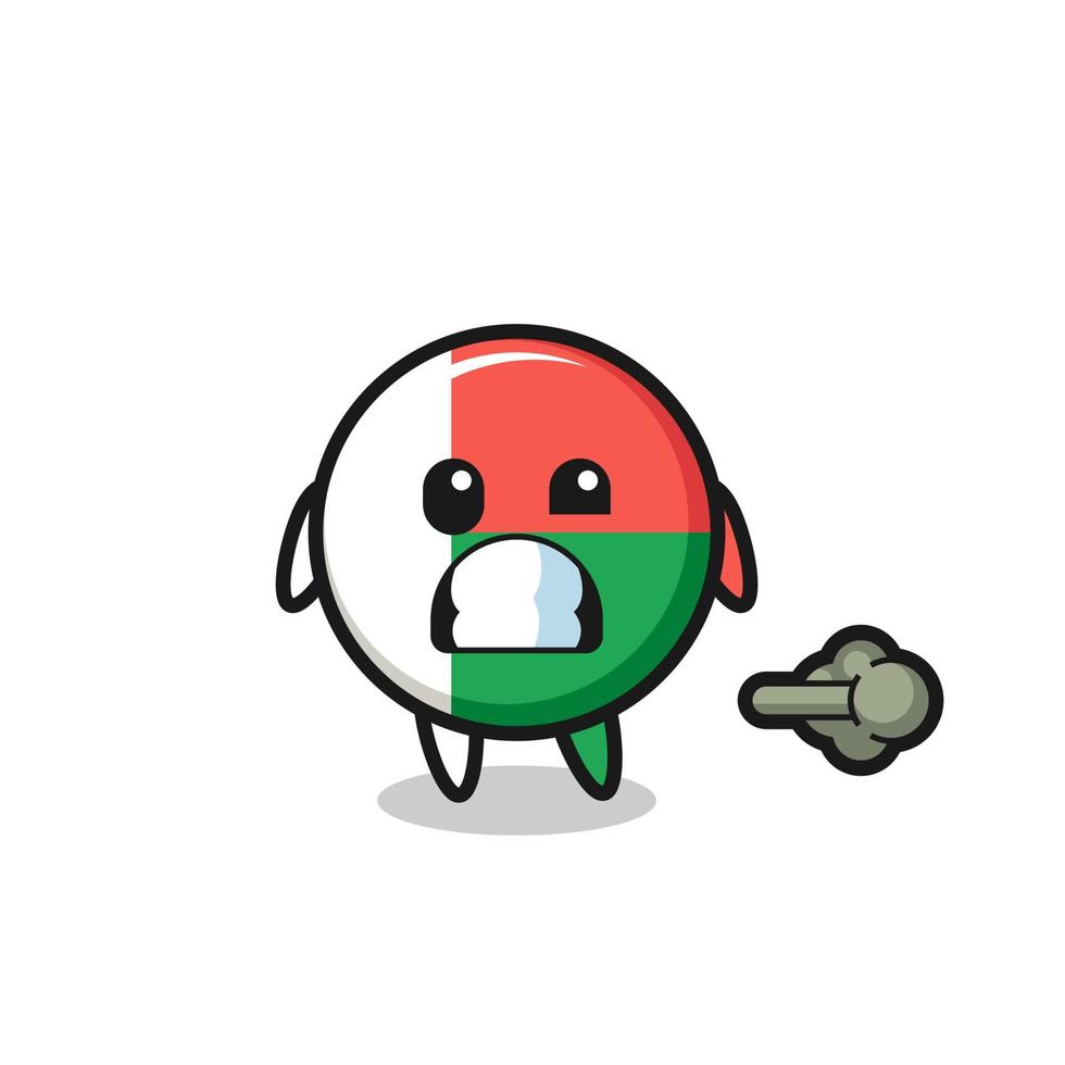 the illustration of the madagascar flag cartoon doing fart vector