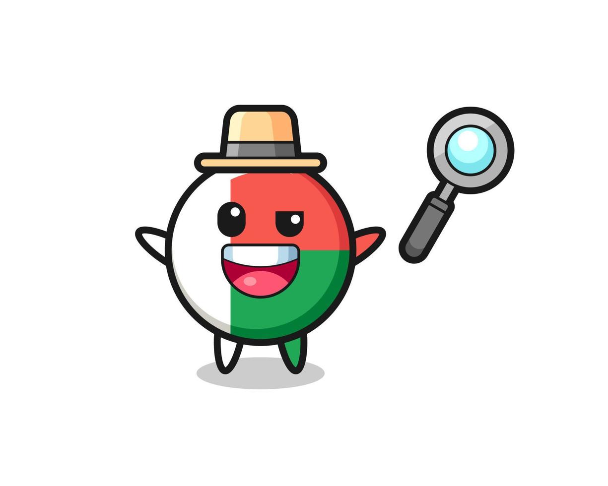 illustration of the madagascar flag mascot as a detective who manages to solve a case vector