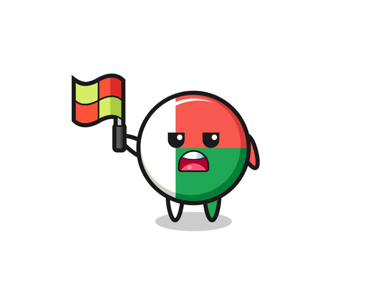 madagascar flag character as line judge putting the flag up vector
