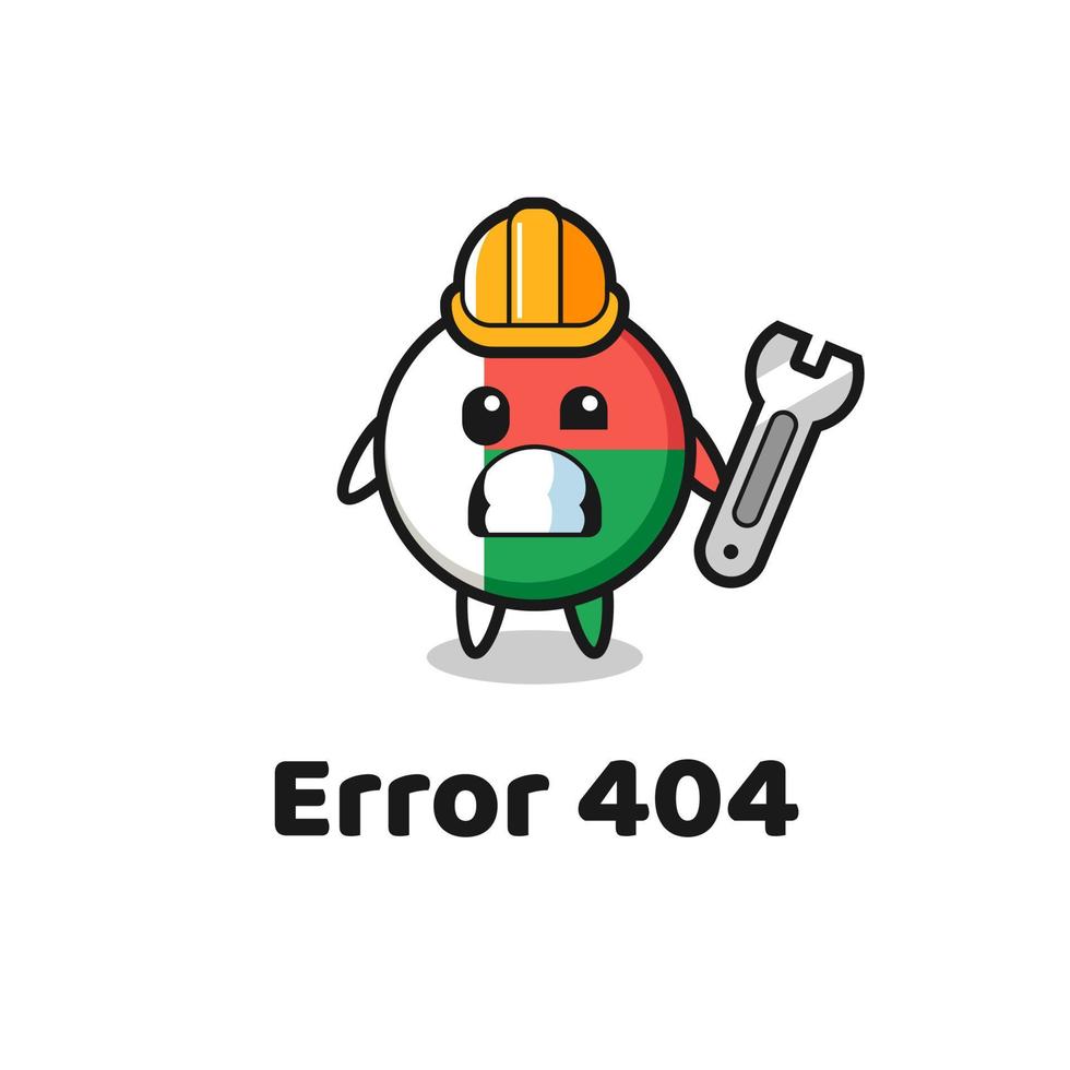 error 404 con la linda mascota de la bandera de madagascar vector