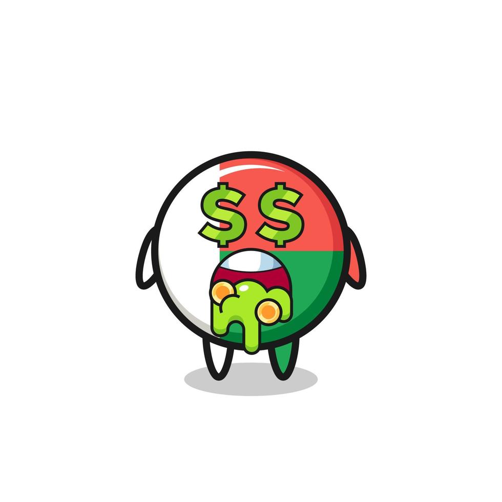 madagascar flag character with an expression of crazy about money vector