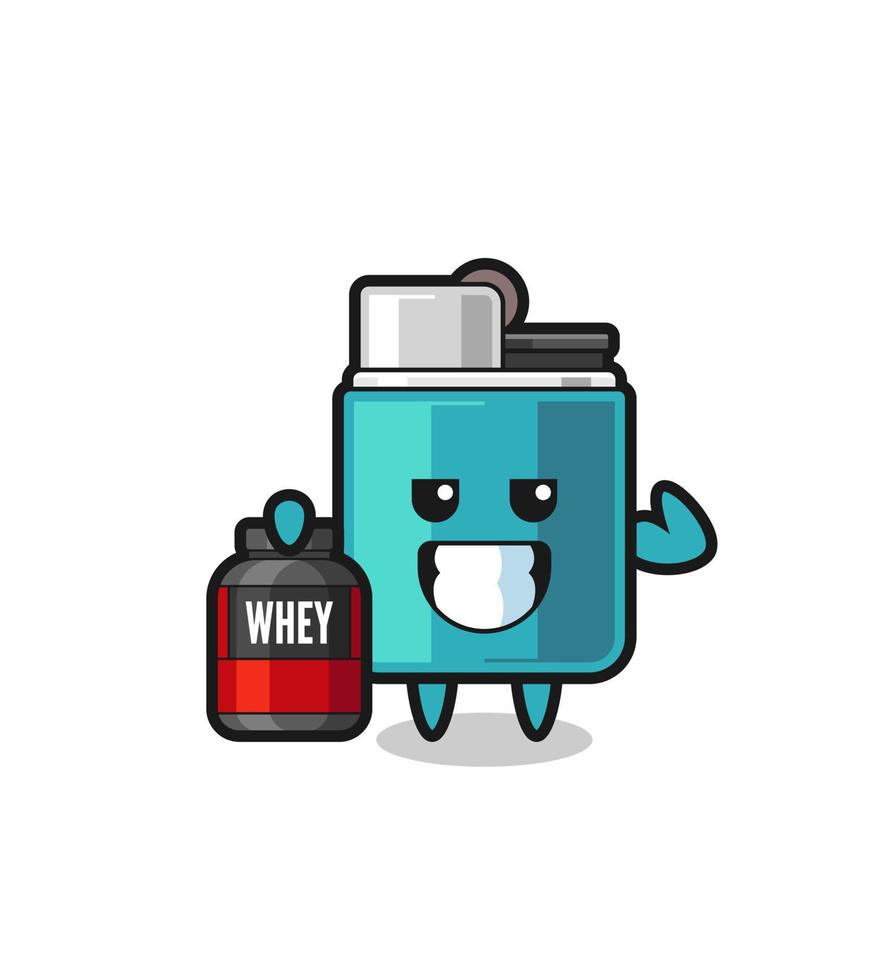 the muscular lighter character is holding a protein supplement vector