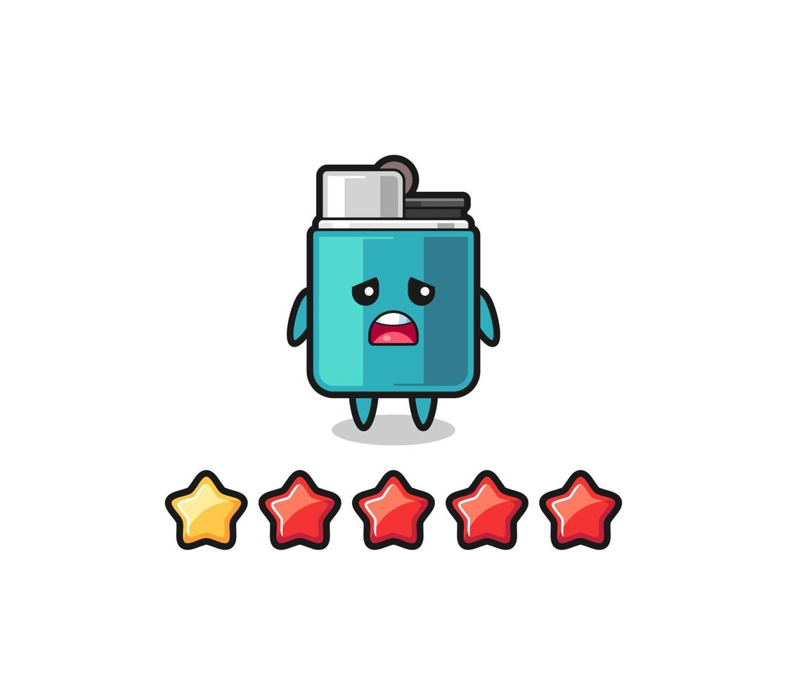 the illustration of customer bad rating, lighter cute character with 1 star vector