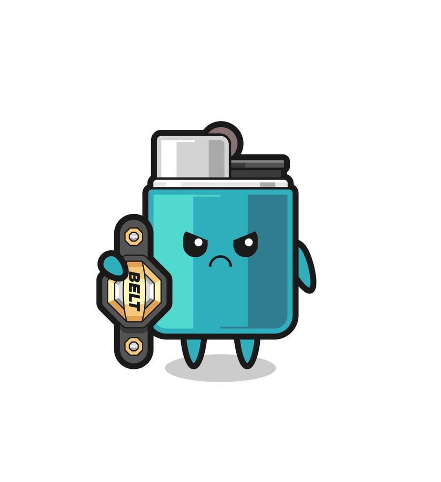 lighter mascot character as a MMA fighter with the champion belt vector