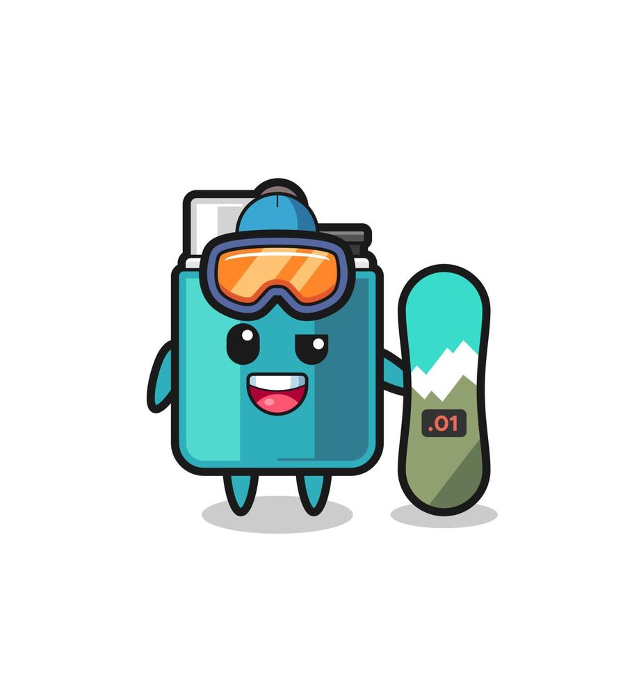 Illustration of lighter character with snowboarding style vector