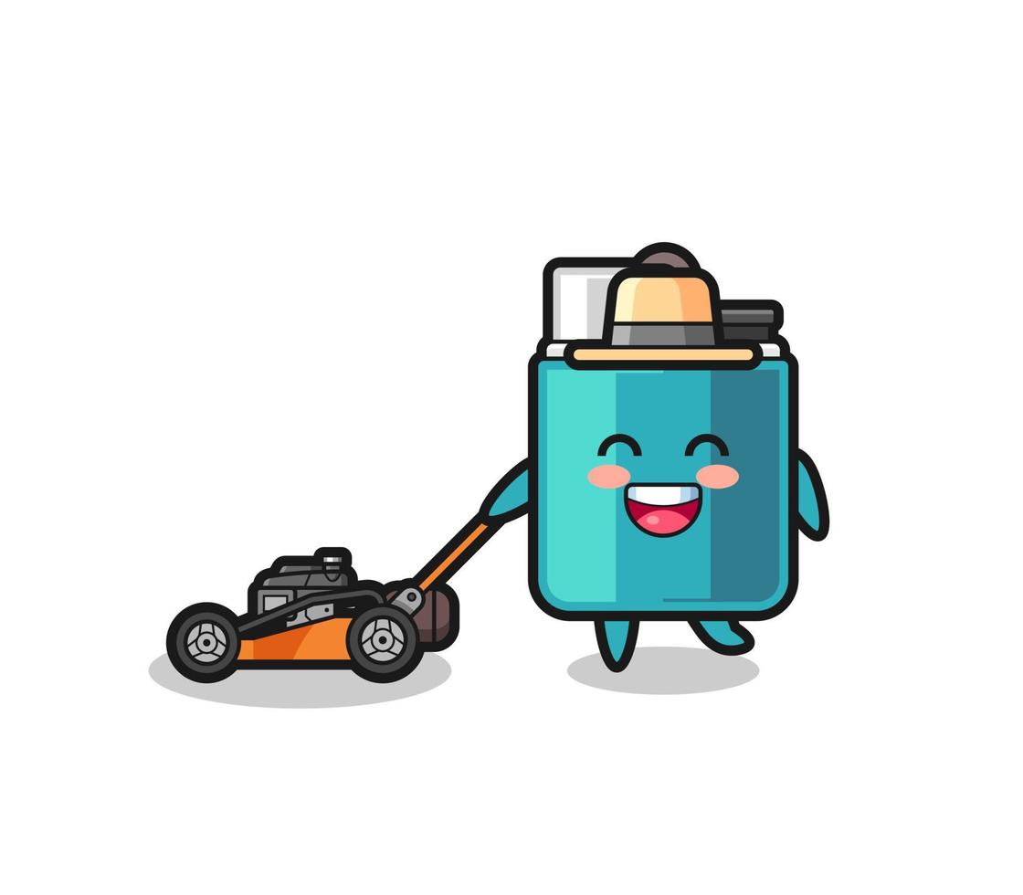 illustration of the lighter character using lawn mower vector