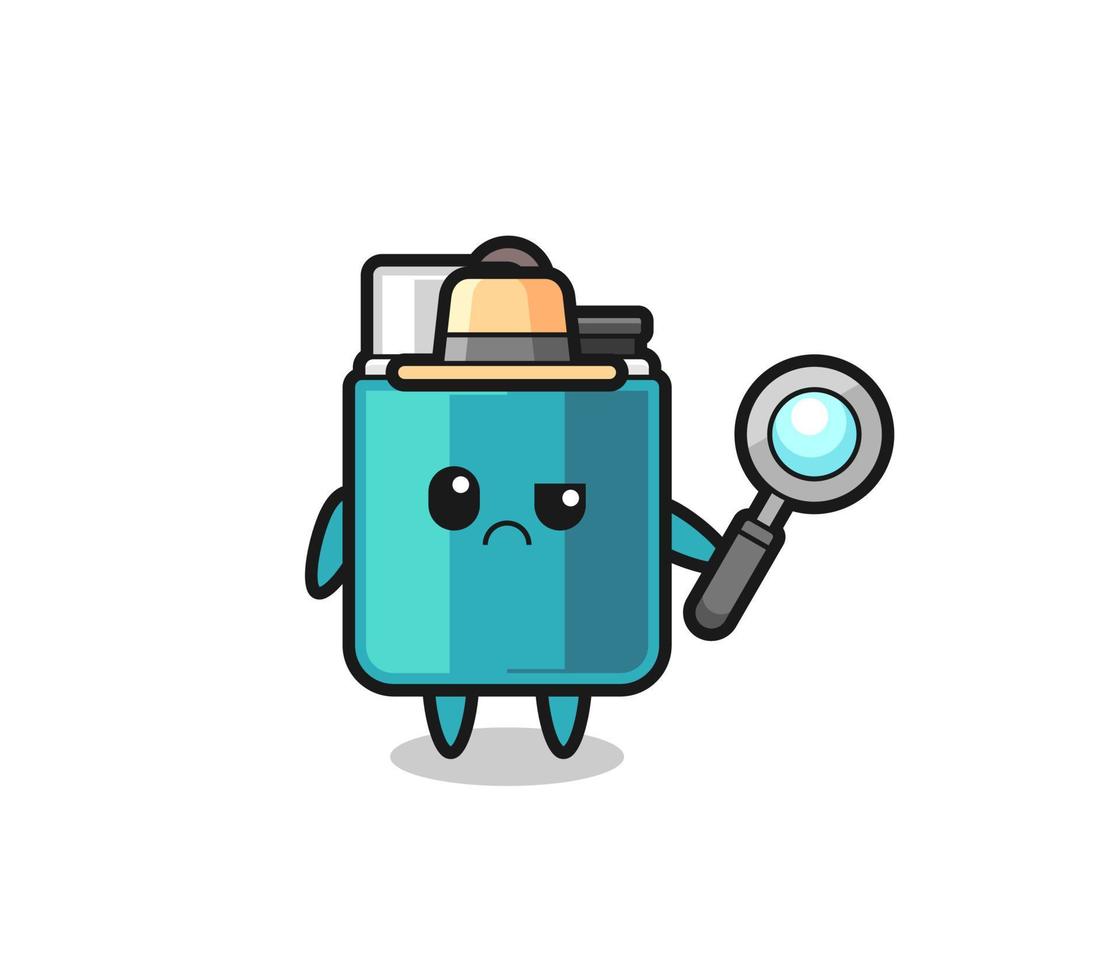 the mascot of cute lighter as a detective vector