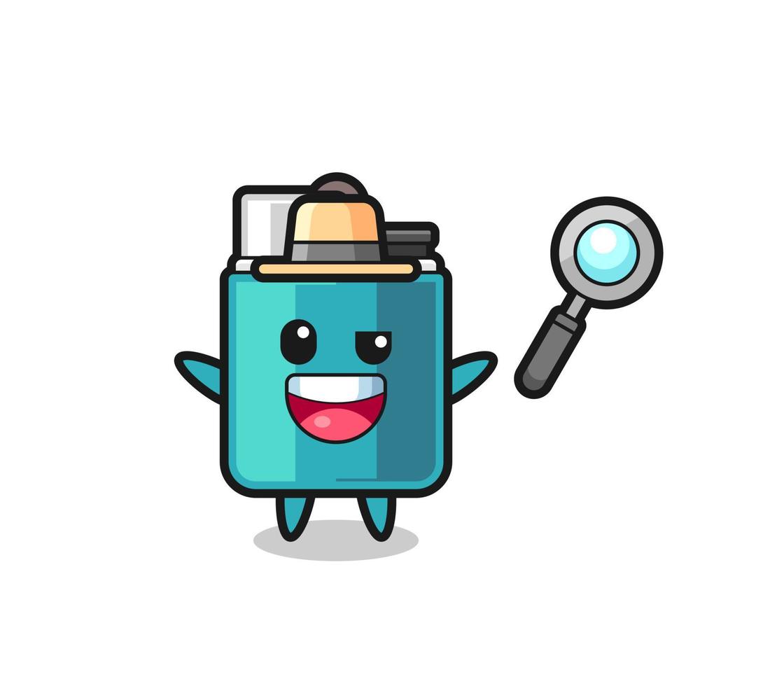 illustration of the lighter mascot as a detective who manages to solve a case vector