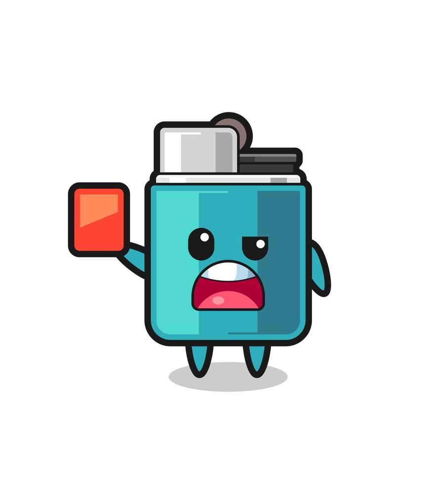 lighter cute mascot as referee giving a red card vector
