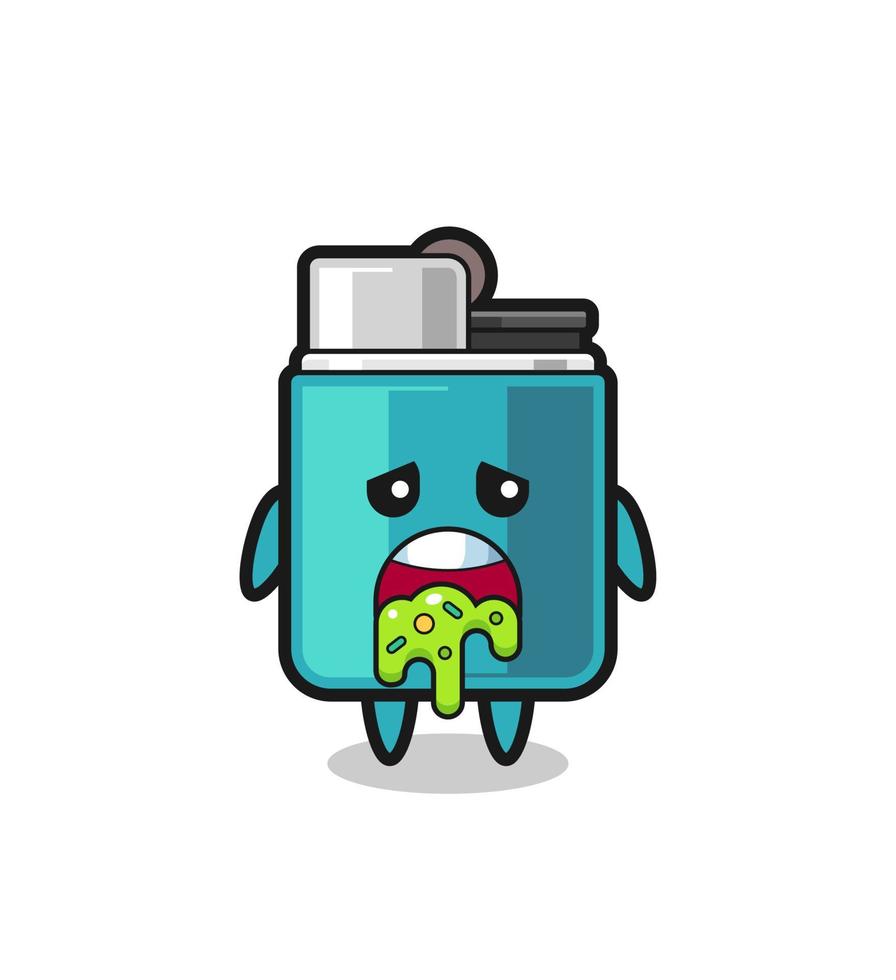 the cute lighter character with puke vector