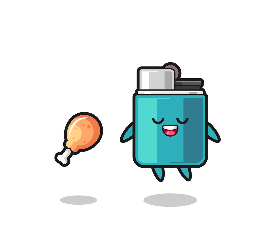 cute lighter floating and tempted because of fried chicken vector