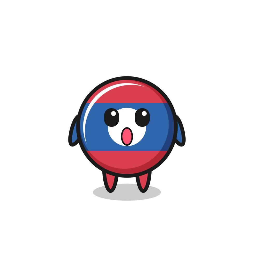 the amazed expression of the laos flag cartoon vector