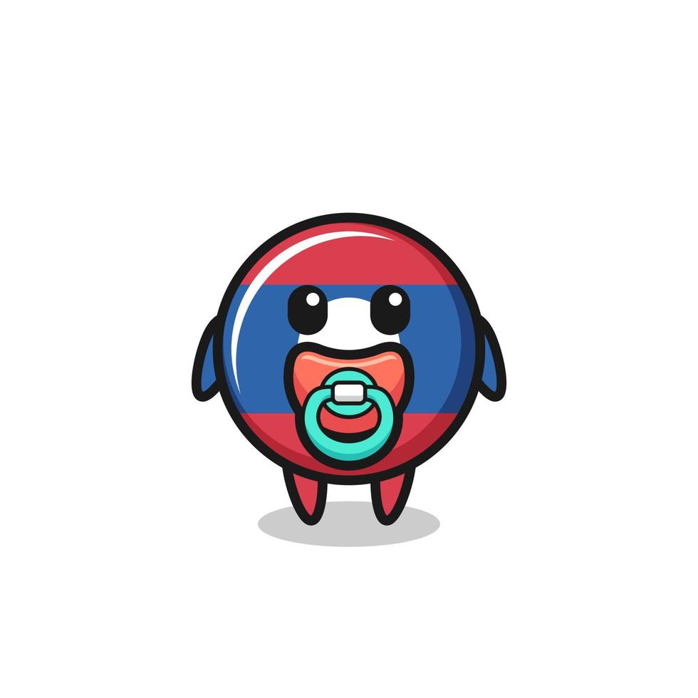 baby laos flag cartoon character with pacifier vector