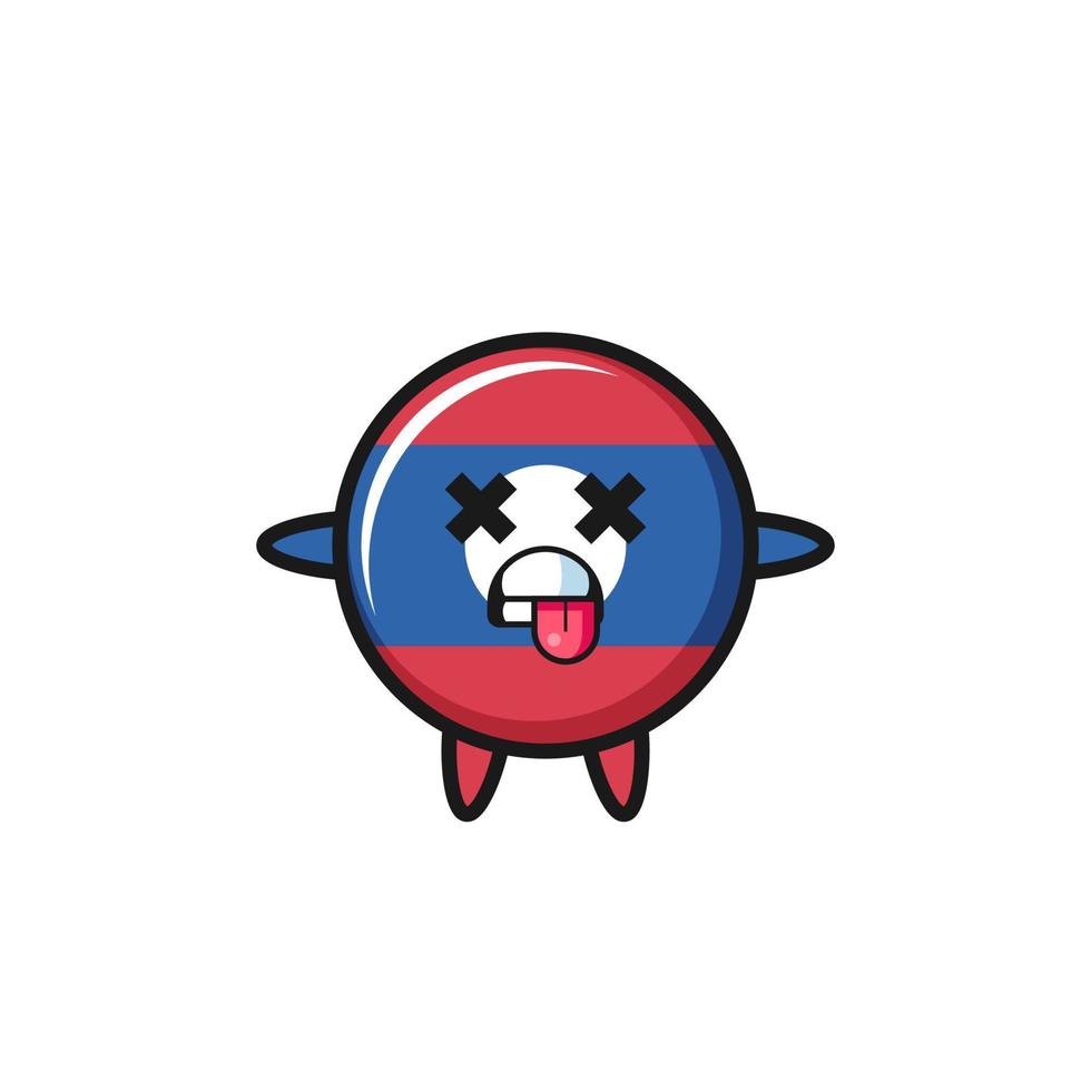 character of the cute laos flag with dead pose vector