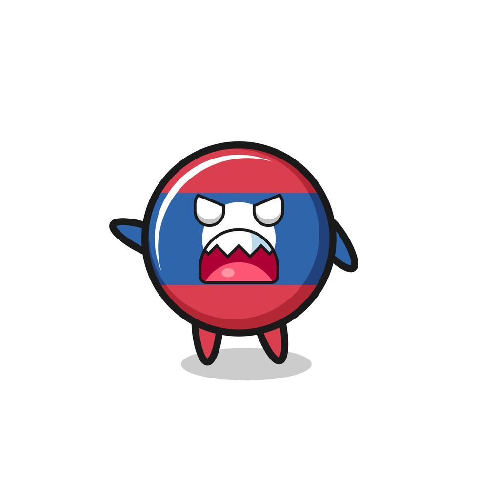 cute laos flag cartoon in a very angry pose vector