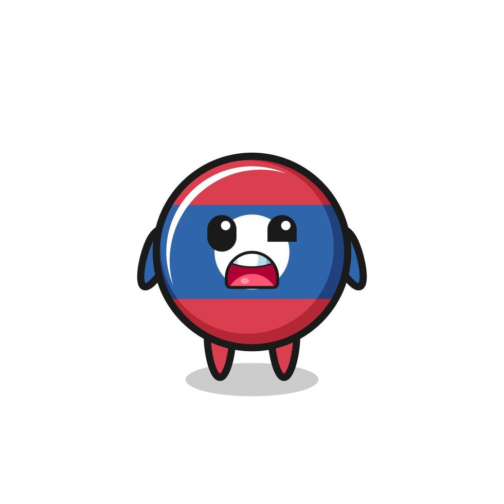 the shocked face of the cute laos flag mascot vector