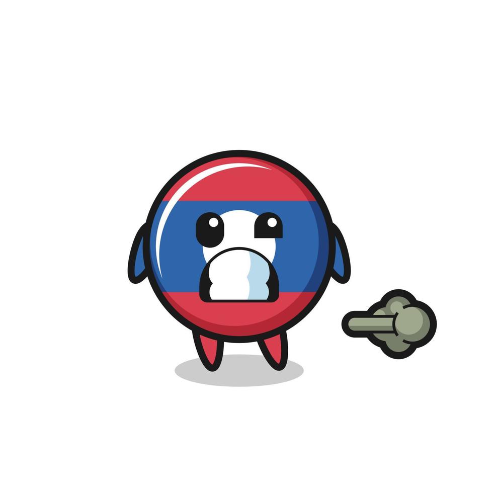 the illustration of the laos flag cartoon doing fart vector