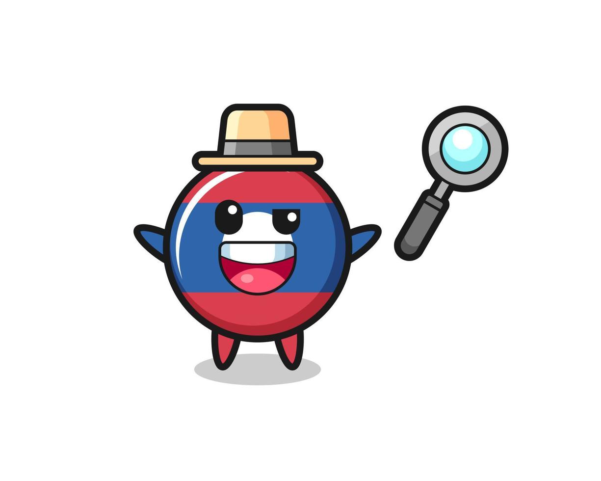illustration of the laos flag mascot as a detective who manages to solve a case vector