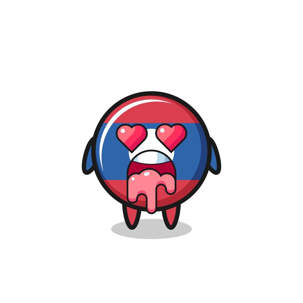 the falling in love expression of a cute laos flag with heart shaped eyes vector