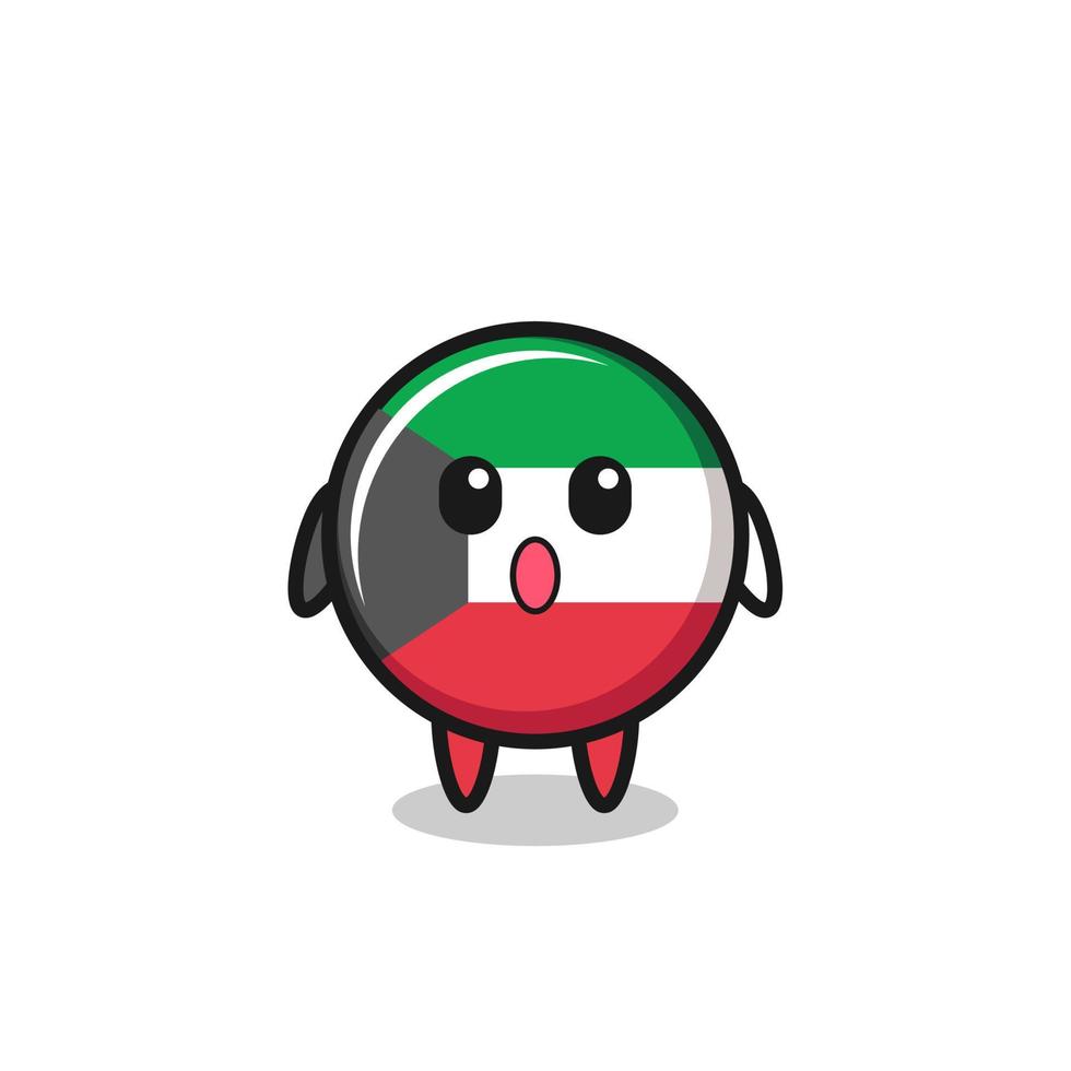 the amazed expression of the kuwait flag cartoon vector