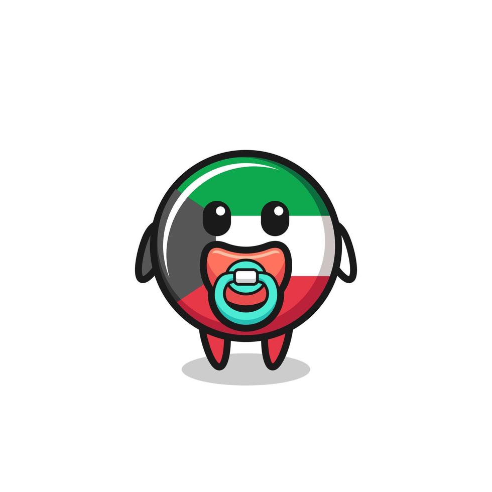 personaje de dibujos animados de la bandera de kuwait bebé con chupete vector