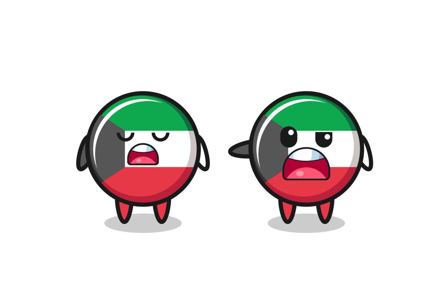 illustration of the argue between two cute kuwait flag characters vector