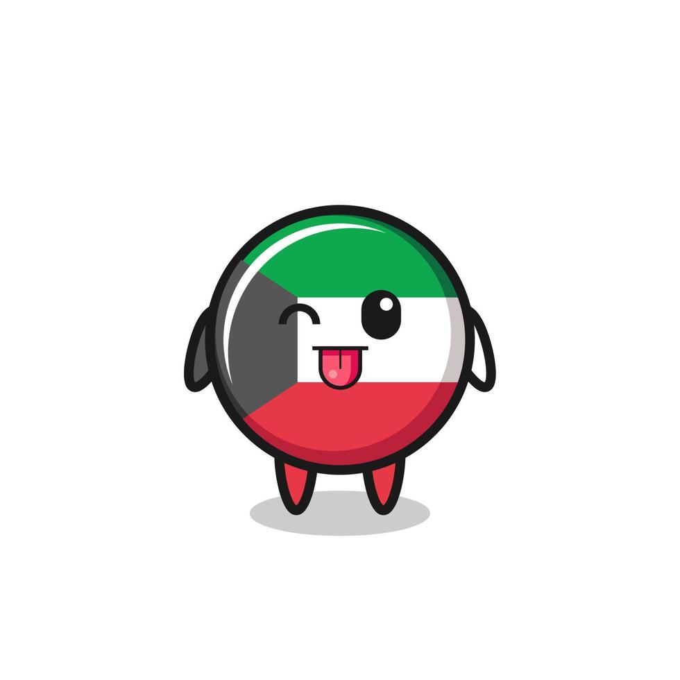 cute kuwait flag character in sweet expression while sticking out her tongue vector