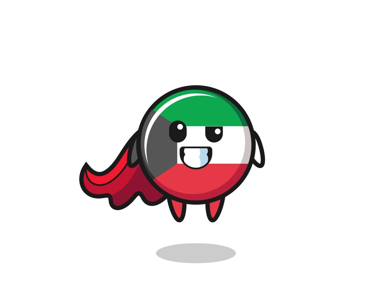 el lindo personaje de la bandera de kuwait como un superhéroe volador vector