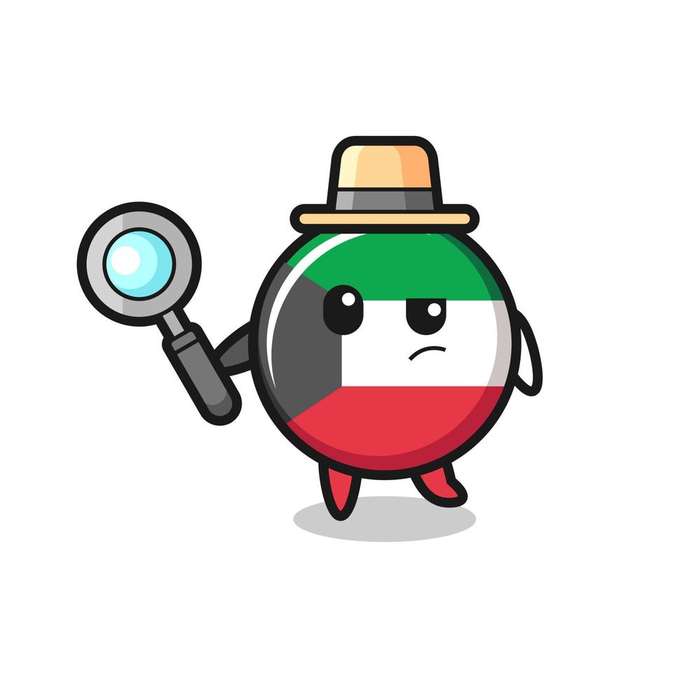 kuwait flag detective character is analyzing a case vector
