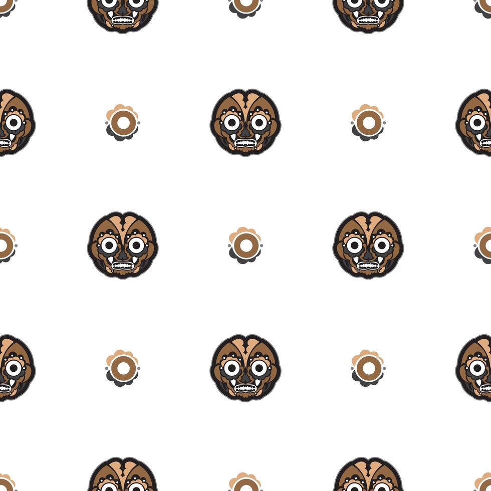 patrón impecable con máscara al estilo de samoa. tiki al estilo polinesio. ilustración vectorial vector