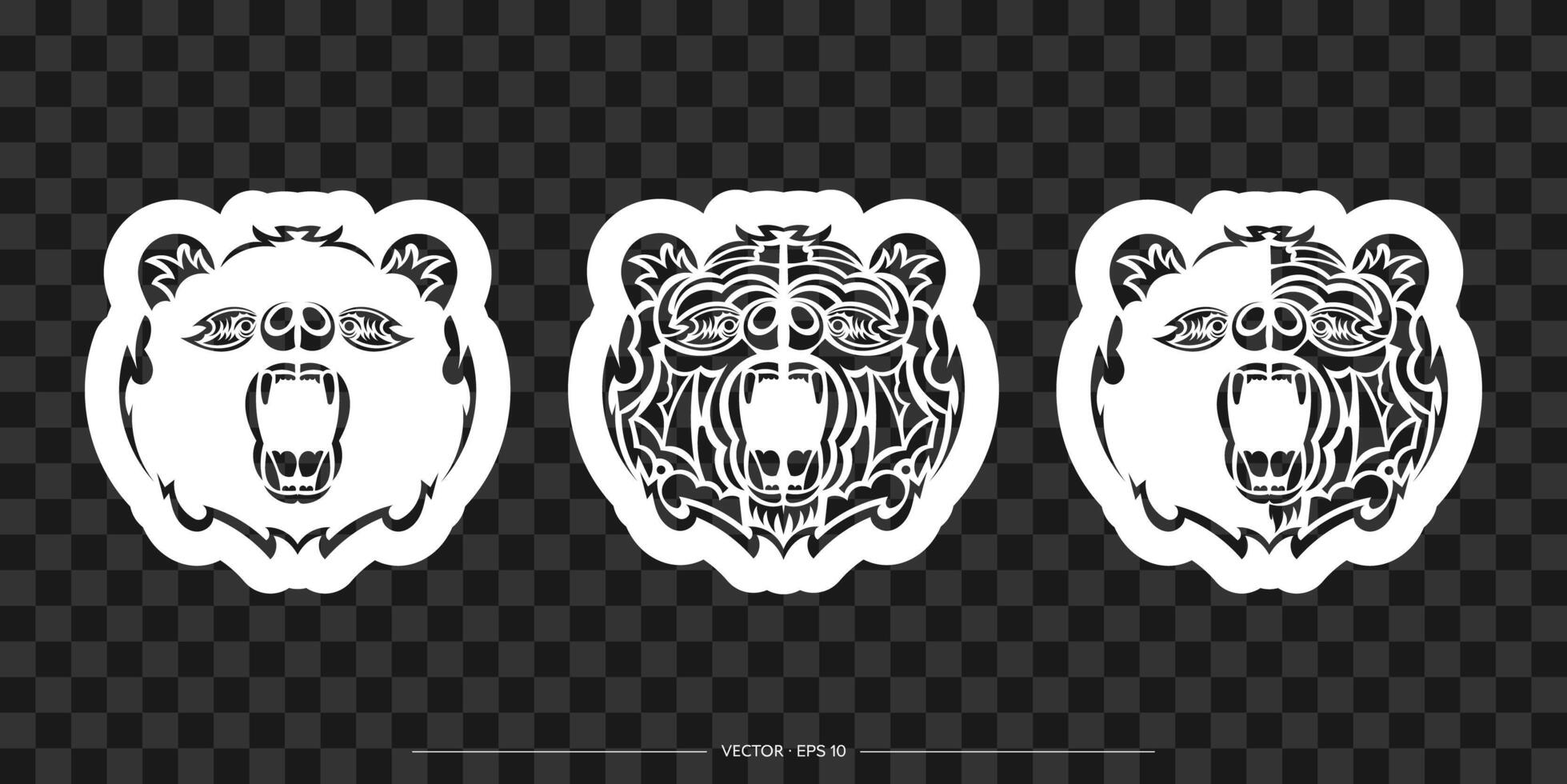 Bear face prints set. Suitable for sweaters, t-shirts or phone parts. illustration. vector